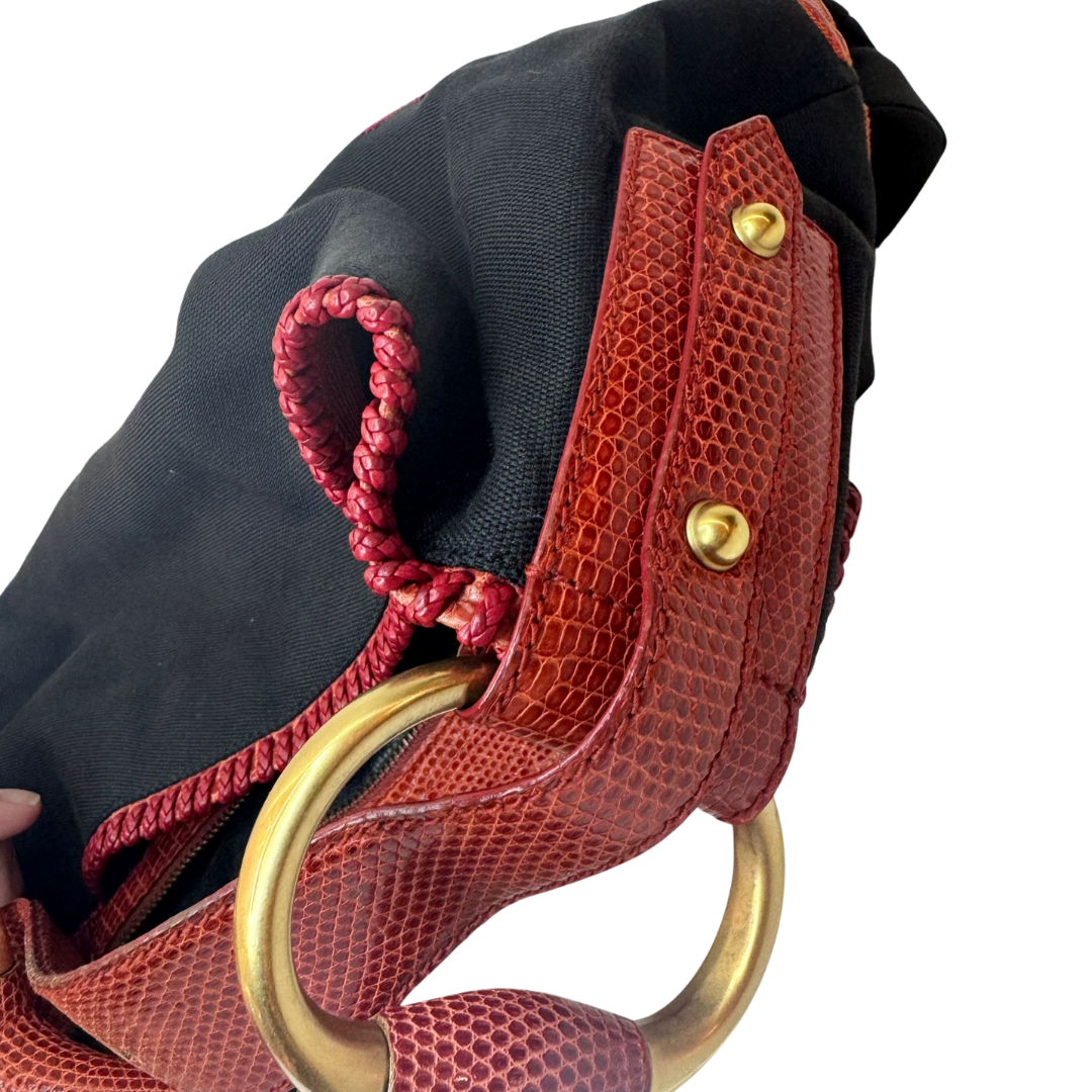 Gucci Black Canvas Hobo Bag