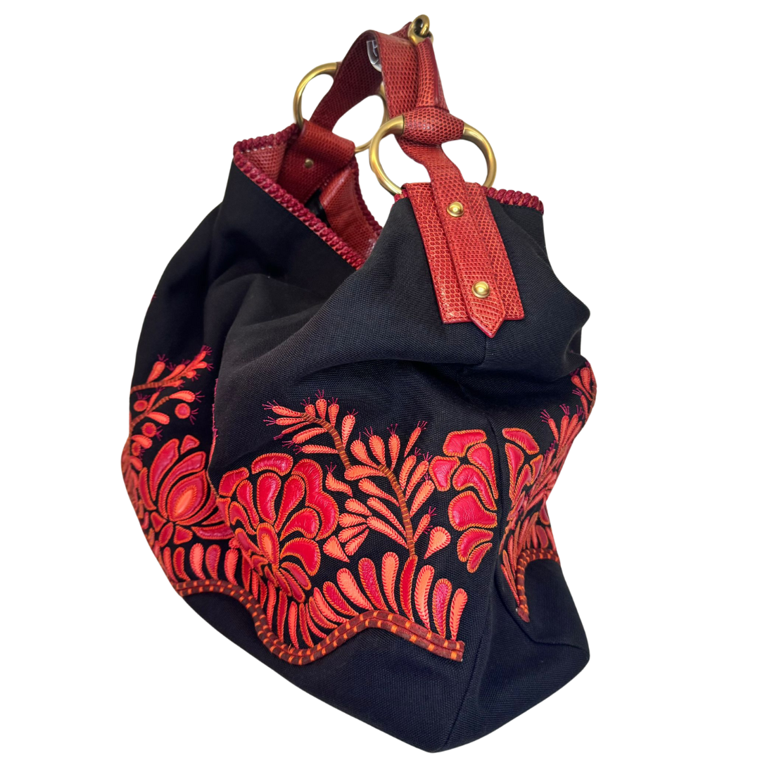 Gucci Black Canvas Hobo Bag