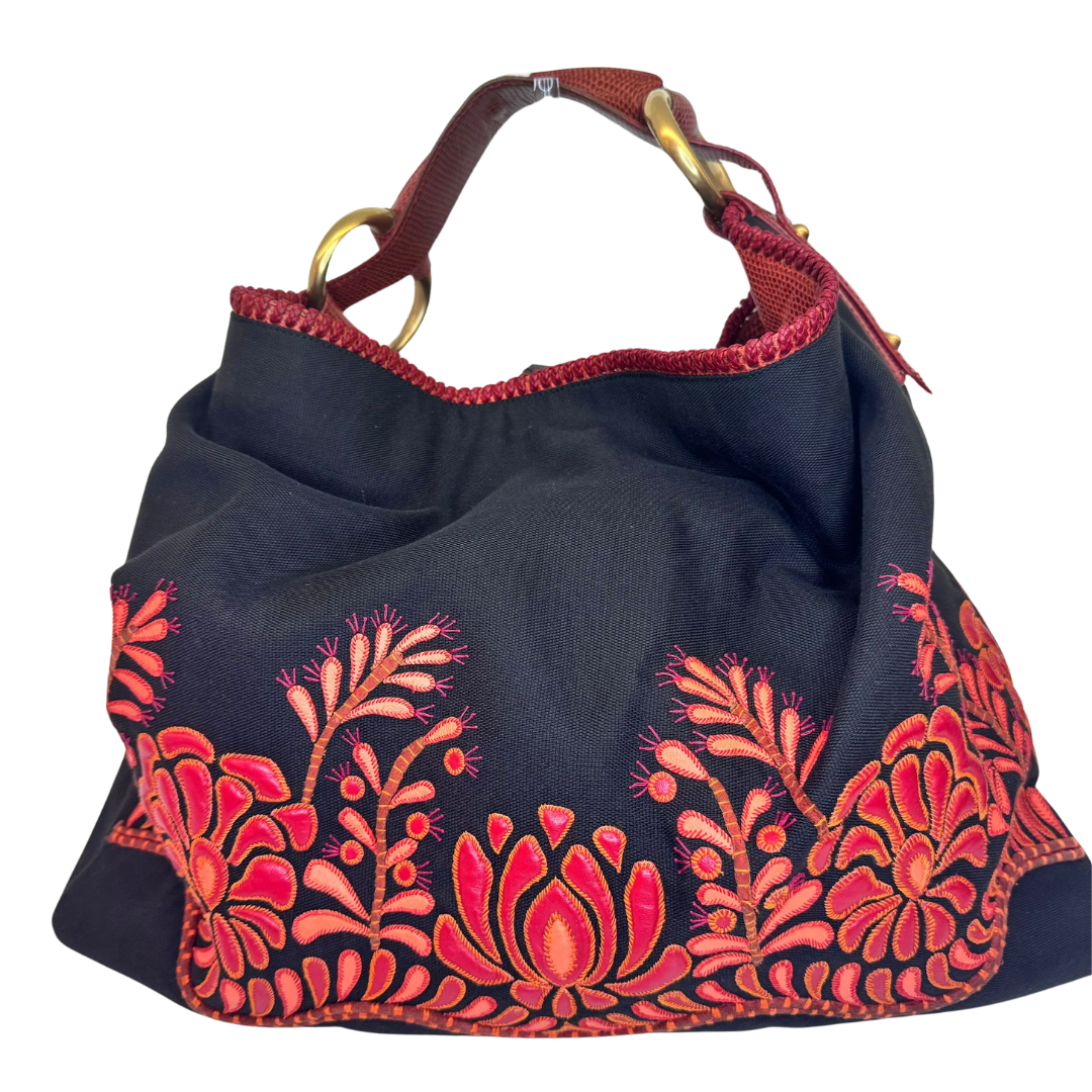 Gucci Black Canvas Hobo Bag