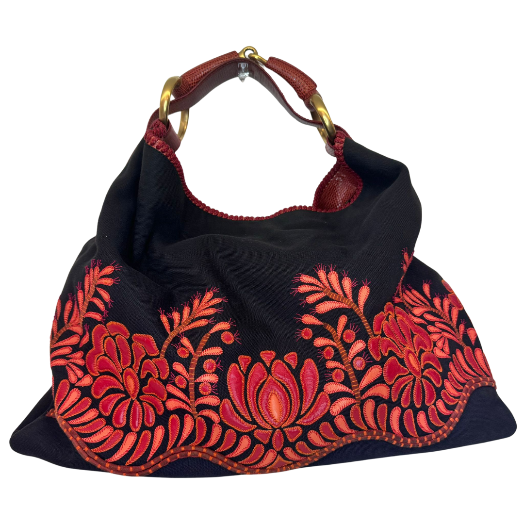 Gucci Black Canvas Hobo Bag