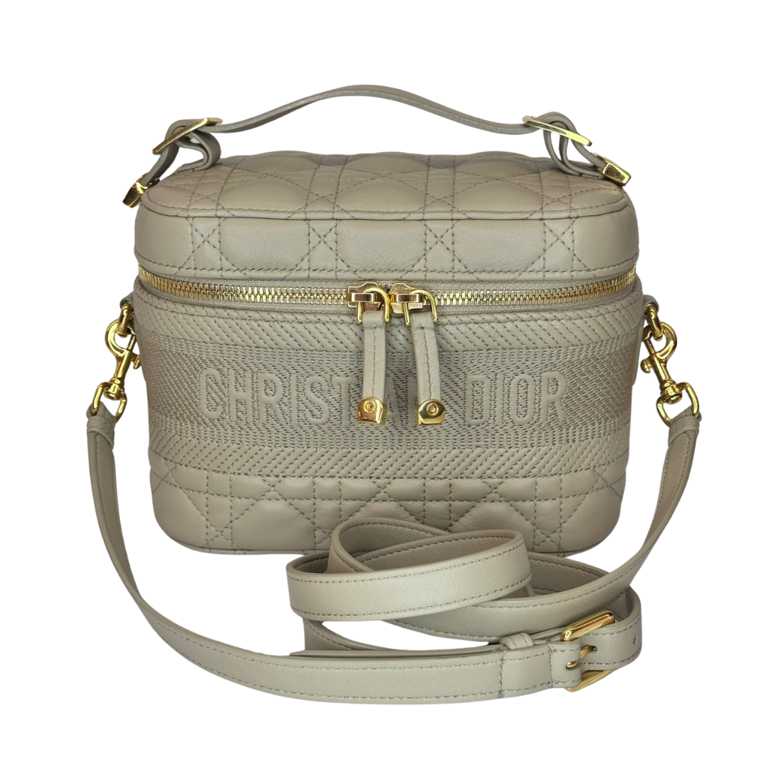 CHRISTIAN DIOR Small Lambskin Cannage Dior Travel Vanity Case Rose des Vents