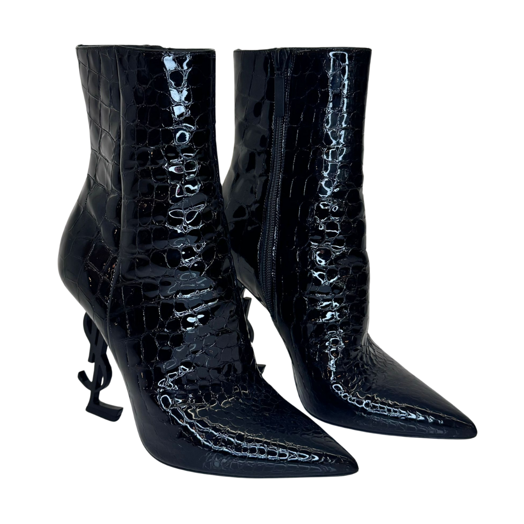 SAINT LAURENT Opyum Patent Leather Booties