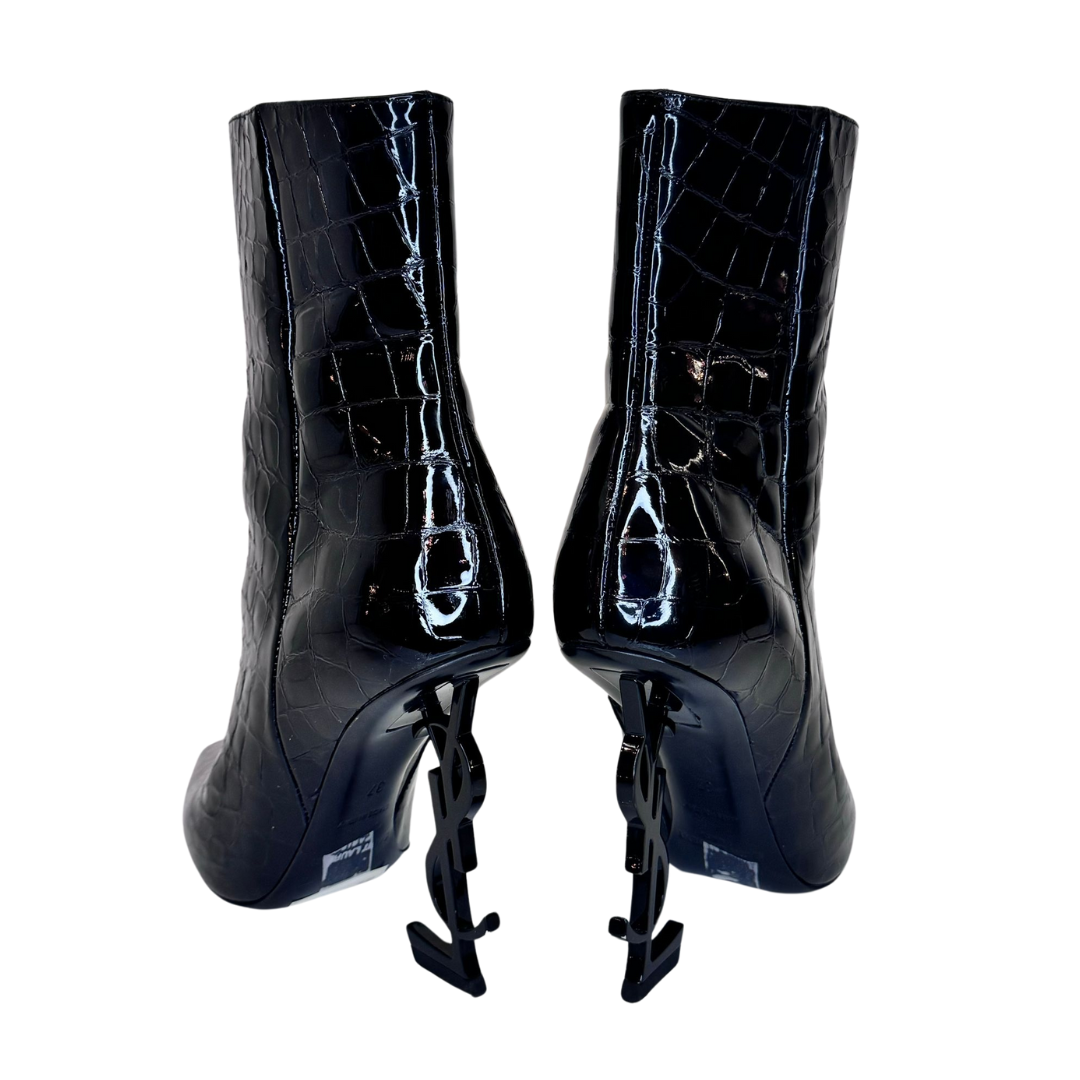 SAINT LAURENT Opyum Patent Leather Booties