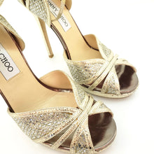 Load image into Gallery viewer, Jimmy Choo Silver / Gold &#39;fayme&#39; Champagne Glitter Strappy Sandals