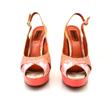 Load image into Gallery viewer, Missoni Multicolor Orange Label Pink Knitted Cork Peep Toes Platforms