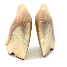Load image into Gallery viewer, Nicholas Kirkwood Beige Lace Gold Wedges