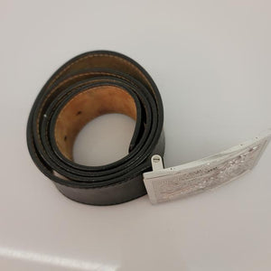 Louis Vuitton Black Traveling Requested Silver Buckle Belt