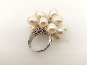 CAROLINE DADLANI, Fine Jewelry Unbranded Silver. White Gold Pearl Cluster Cocktail Ring