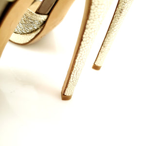 Jimmy Choo Silver / Gold 'fayme' Champagne Glitter Strappy Sandals