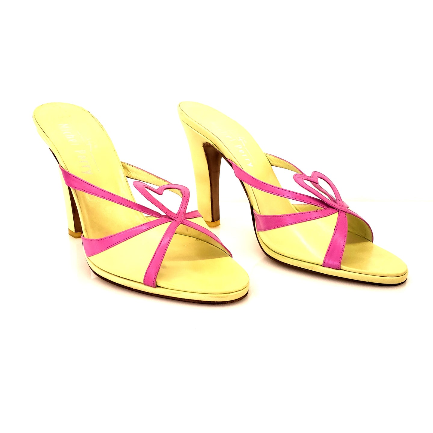 Michel perry Neon Green and Pink (Fucsia) Heart Sandals