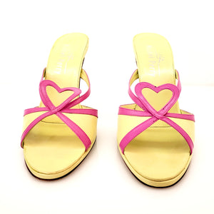 Michel perry Neon Green and Pink (Fucsia) Heart Sandals