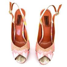 Load image into Gallery viewer, Missoni Multicolor Orange Label Pink Knitted Cork Peep Toes Platforms