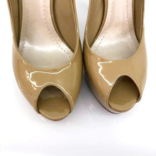 Load image into Gallery viewer, Dior Nude Christian Patent Leather Peep Toe Pumps Platforms