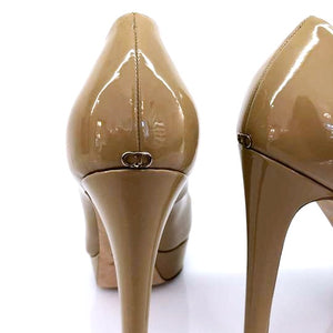 Dior Nude Christian Patent Leather Peep Toe Pumps Platforms
