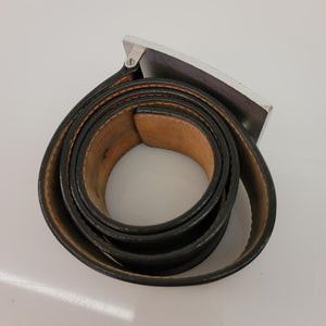 Louis Vuitton Black Traveling Requested Silver Buckle Belt